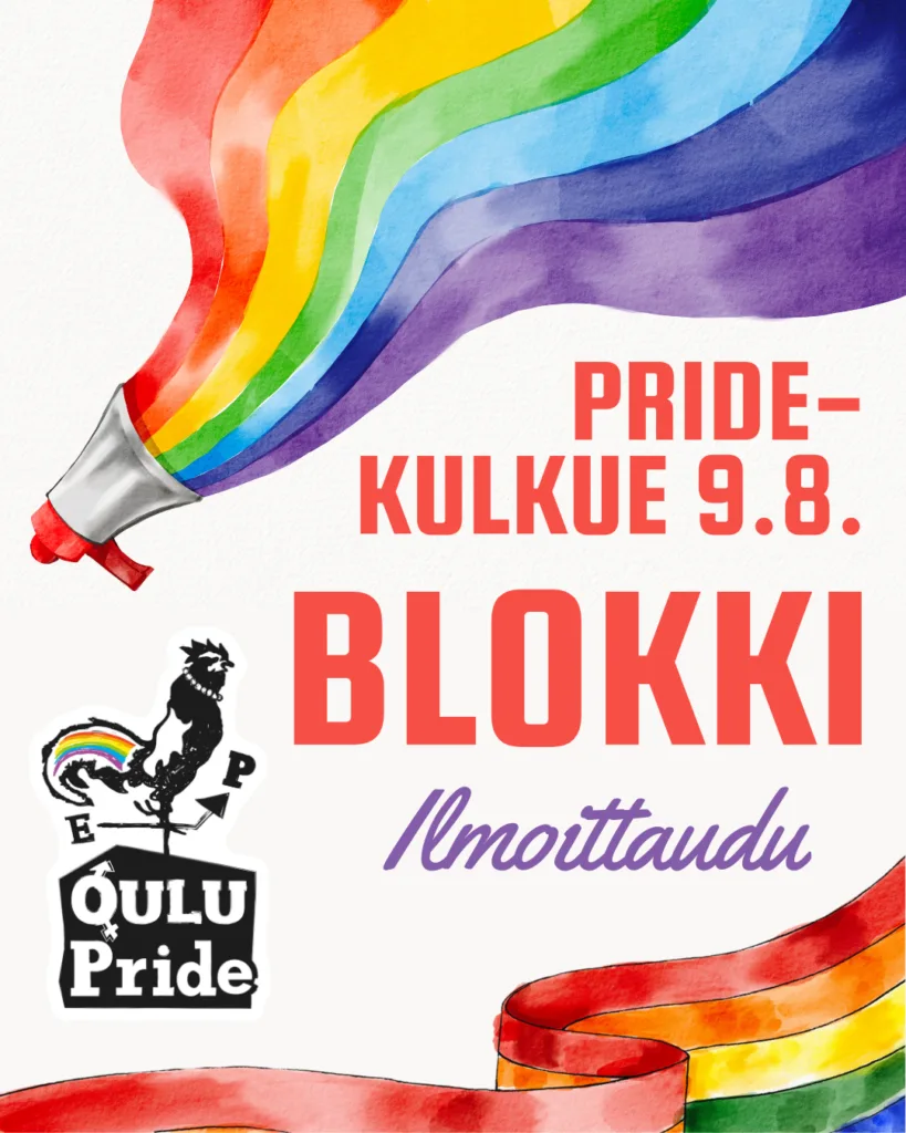 Pride-kulkue 9.8. Ilmoittaudu mukaan.