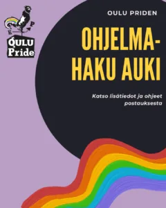 Hae mukaan Oulu Pride -viikon ohjelmaan 3.8.–9.8.2026.