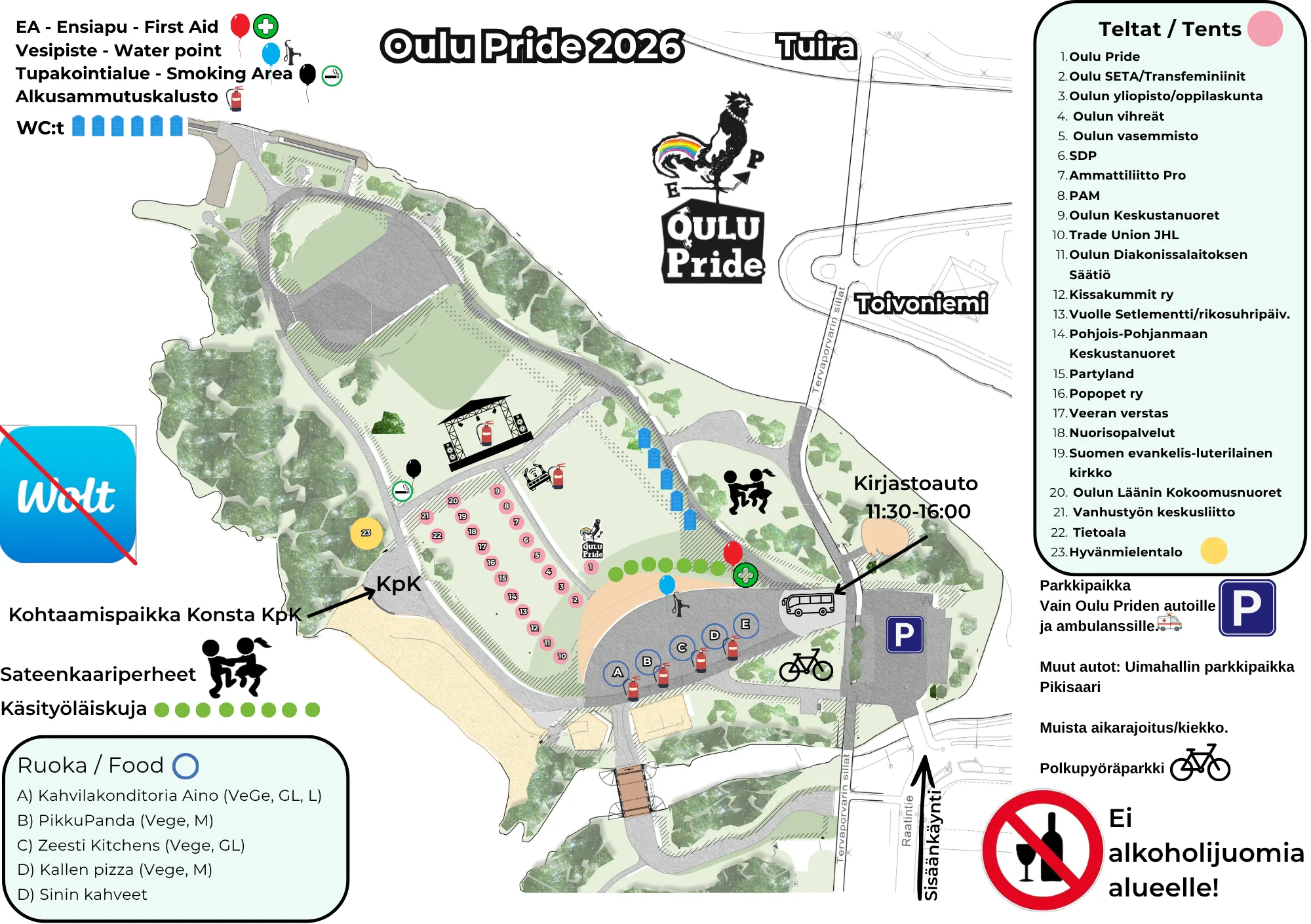 Oulu Pride Puistojuhla 2026 kartta